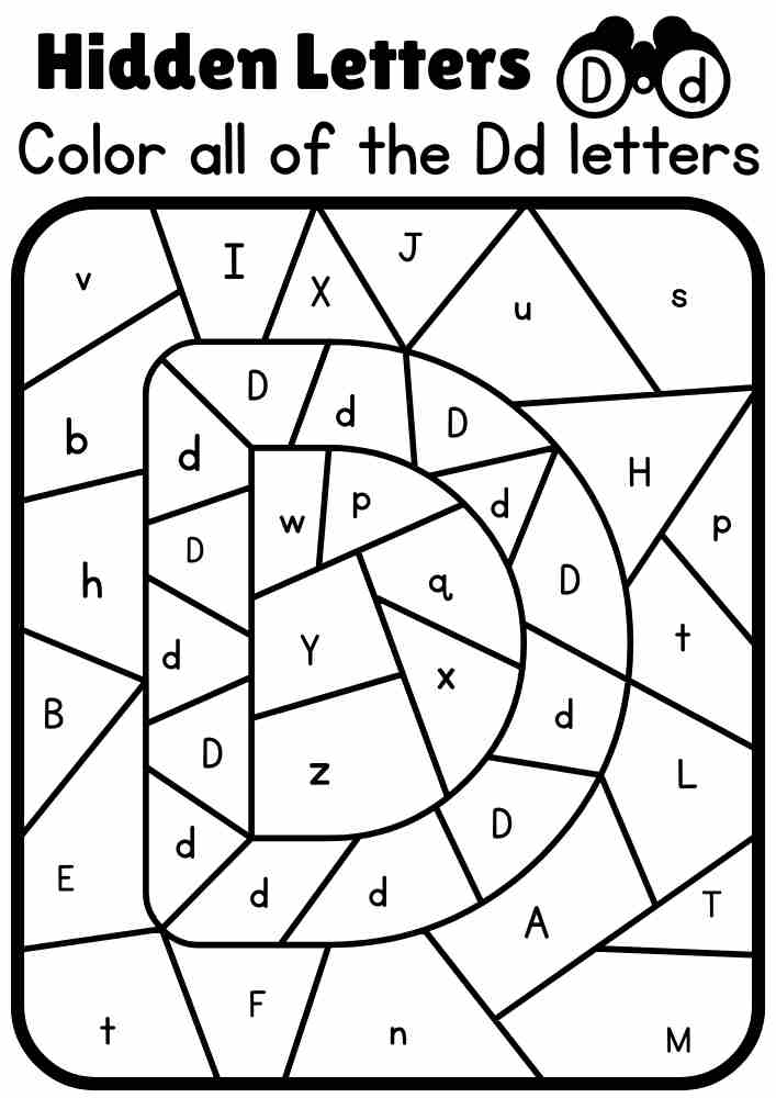 D Capital Letter Color all of the Dd letters and find the hidden letter Interactive Coloring Activity. Online Coloring Activity